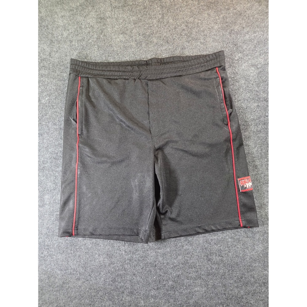 FUBU Athletics Mens XL Black Red Piping Basketball Shorts Vintage Style 92 Patch